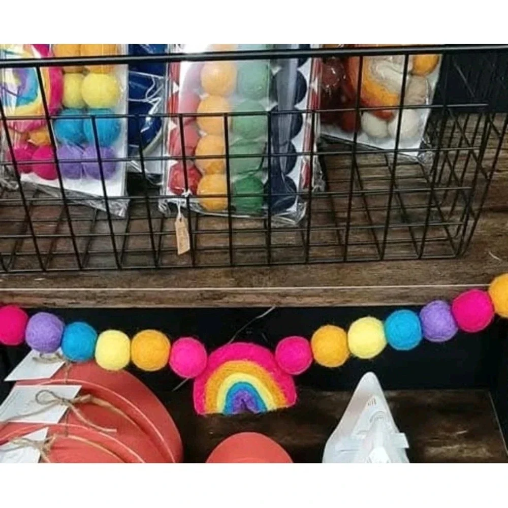 Felt Ball Garland Pom Pom Party Home Table Decor 6 Ft Rainbow Colorful Baby